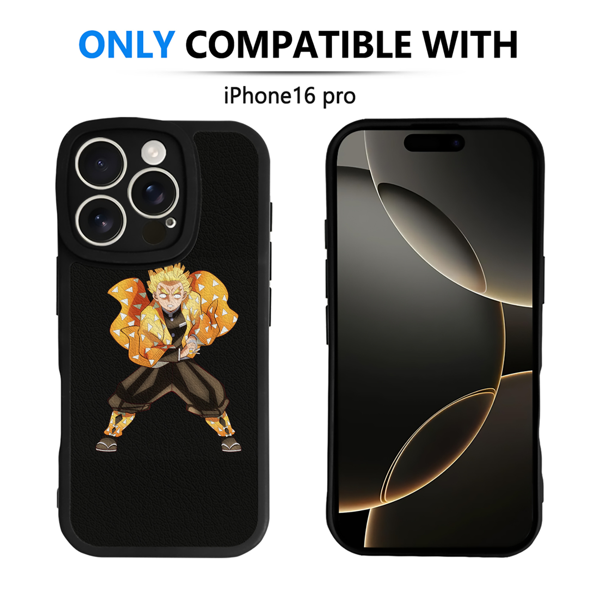 （画像用） 鬼滅の刃（きめつのやいば）我妻 善逸／あがつま ぜんいつ Agatsuma Zenitsu 【iPhone 16シリーズ対応】シリコンスマホケース（レザー調） 材質：シリコン